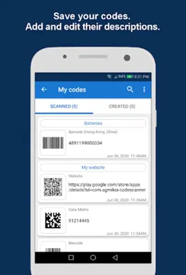 QR Code and Barcode Scanner android App screenshot 3